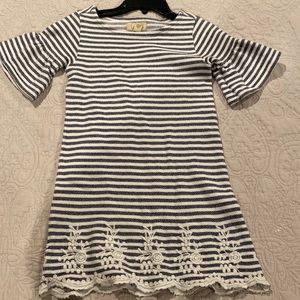 Peek stripe blue and white kids dress in size 6/7